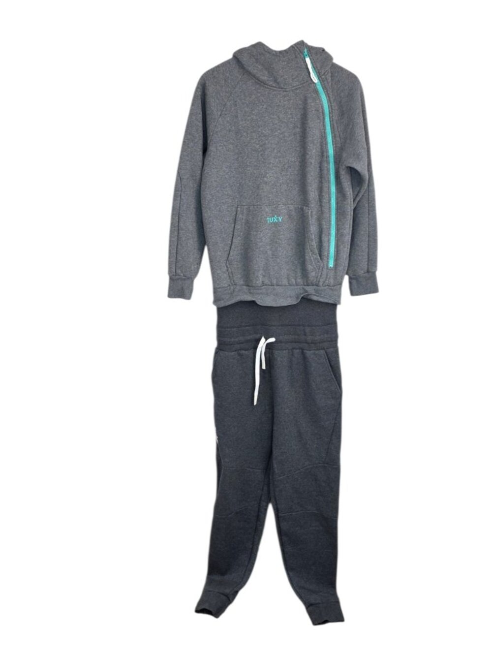 Tuxy Men's Onesie Tracksuit, Jumpsuit, 2 Piece, Loungewear, Grey Heather, Size M
